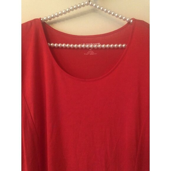 NWT Liz Claiborne Weekend Womens Size XL Red Long Sleeve T-Shirt Ruched - Picture 2 of 6